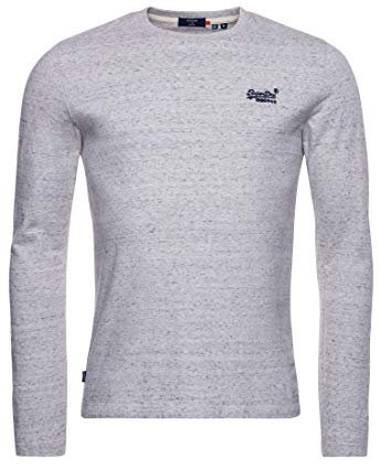 Superdry Men's Ls Top Shirt, Silver Birch Feeder, XL