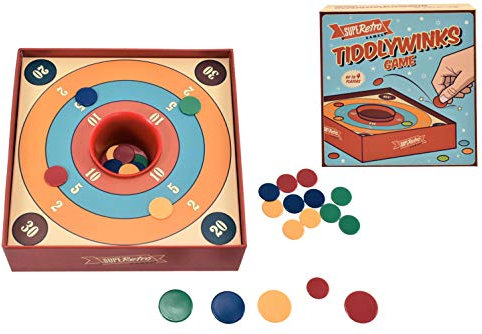 D.A.Y. Republic Traditional Tiddlywinks Tabletop Game Old Classic Family Retro Skill Tiddly Winks Nostalgic Board Game 2-4 Players