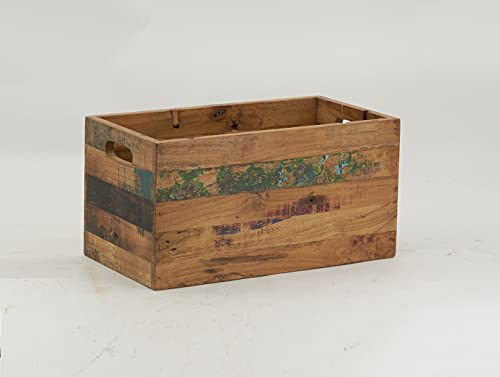 AubryGaspard Cache Pot Rectangle en Bois recyclé 44x24x23cm