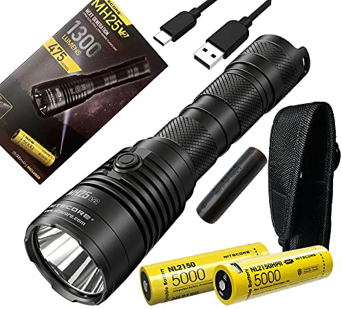 NiteCore Linterna LED recargable MH25 v2 tipo C USB - 1300 lúmenes, 475 metros con batería adicional NL2153HP