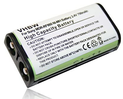 vhbw Akku kompatibel mit Sony MRD-RF811K Wireless Headset Kopfhörer (700mAh, 2,4V, NiMH)