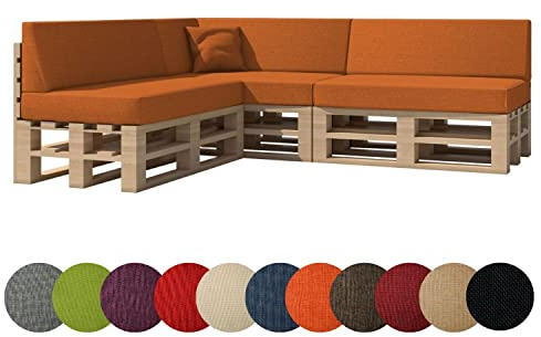 chilly pilley Palettenkissen Gartenkissen Palettenauflage Palettenpolster Indoor Outdoor Waschbar Abnehmbar Sitzkissen Rückenkissen (8er Set, Orange)