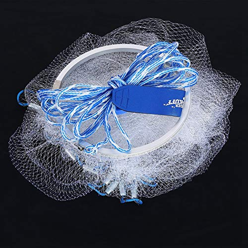 Alvinlite Wurfnetz Zum Fischen 2.4 m, Tragbares Fischernetz, Nylon Mesh Fischnetz zum Fangen von Angelnetz Angelzubehör, Fishing Net Handwurf Fishnets Fische Angeln Cast Net