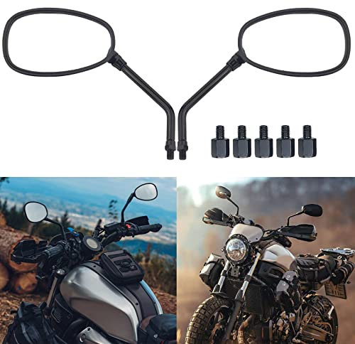 BREDUXSER Schwarz Motorrad Lenker Spiegel, M10 M8 Rückspiegel moto mit Packung Schraube für Scooter Street Bike Cruiser Chopper Sport Bike ATV