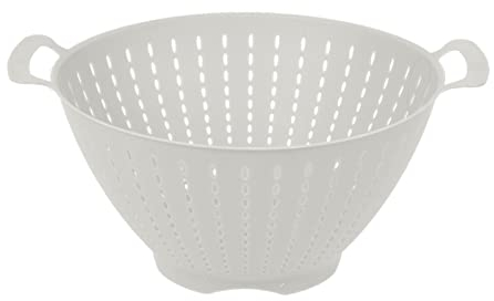 Deep Plastic Colander Food Strainer with Handles & Feet Base Plastic Colander Basket for Food Pasta Spaghetti Rice Salad Fruit Vegetable Strainer Cooking Kitchen (27.5cm, Off-White)
