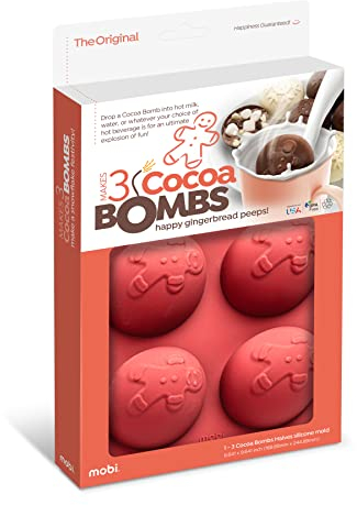 Mobi Hot Chocolate Cocoa Bombs Silicone Mold, Gingerbread Man, for Making 3 Bombs