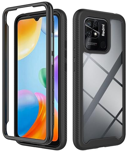 betterfon Handyhülle Kompatibel mit Xiaomi Redmi 10C Hülle | Schutzhülle für Redmi 10C Stoßfest Outdoor Cover 2 Teilig TPU Bumper Case mit Kanteschutz | Schwarz