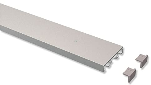 Interdeco Gardinenschienen vorgebohrt Silber-Grau 2-läufige Vorhangschienen aus Aluminium, Primax, 400 cm