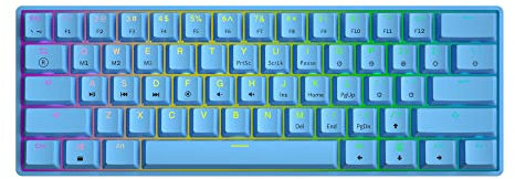 GK61 Teclado mecánico para juegos – 61 teclas multicolor RGB iluminado LED retroiluminado con cable programable para PC/Mac gamer (Gateron óptico marrón, azul)