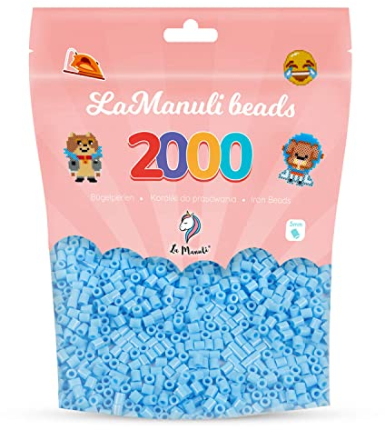 La Manuli Bügelperlen ca. 2000 Stück Midi Perlen Im wiederverschließbaren Beutel | Nachfüllset Bastelperlen Mit jeder Marke Beads kompatibel | 5 mm Steckperlen