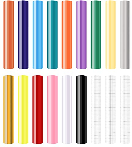 15 Stück Smart Vinyl Permanent für Cricut & Silhouette Camo 30.5x30.5cm Smart Adhesive Vinyl Permanent mit 3 Transferfolie Plotterfolie Selbstklebend Plotter Set für DIY Tassen Autos Banner Dekoration
