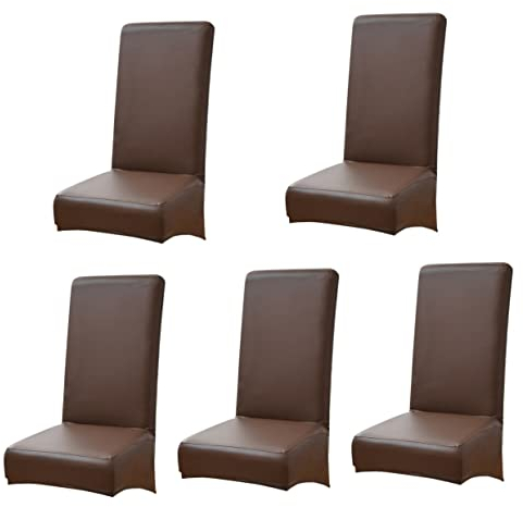 Artibetter 5 Stücke Elastische Stuhlhussen Stretch Stuhlhussen Wohnkultur Tisch Stuhlschutz Hochlehner Stuhlbezug Stuhlhülle Leder Esstisch Stuhlhussen Schnalle Tisch Stuhlbezug