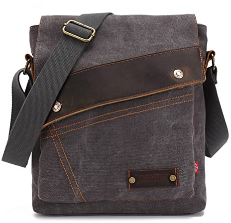 THOLZ Vintage Umhängetasche Herren Klein, Messenger Bags Segeltuch Herren, Messenger Taschen für Männer, Retro Segeltuch Messenger Umhängetasche für Arbeit und Schule, Mehrere Taschen,Grau