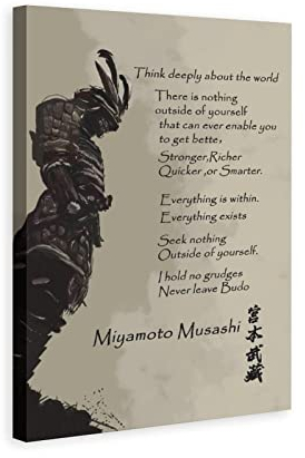 GENGSHENG Vagabond Miyamoto Musashi Poster, Lebensregeln, Wandkunst, Zitate, japanischer Samurai, Wandkunst, Motivationsposter für Raumdekoration, gerahmt, fertig zum Aufhängen, 30,5 x 45,7 cm