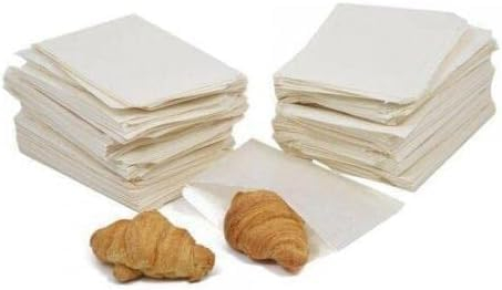 100 6 x 5 x White Greaseproof Paper bags | Eco-friendly 38gm White Scotchban Kraft Paper | Multi-purpose Suitable for Takeaways Cafes Grocery Shops