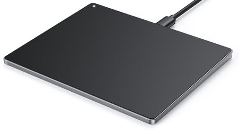 Seenda Wired Touchpad for Windows, External Ultra Thin Aluminium USB Trackpad 6.3 Inches Portable High Precision Multi-Touch Pad for Win 11/10, PC Computer Laptop Desktop Notebook, Black & Grey