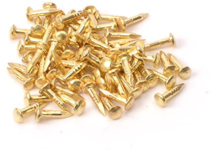 200 Stück kleine Nägel für Holznägel, winzige, antike DIY-Dekoboxen, Zubehör, Mini-Nagelschraube, Polsternagel, Holz, dekorative Reißnägel für Heimmöbel, Dekoration, 1 x 6 mm, goldfarben