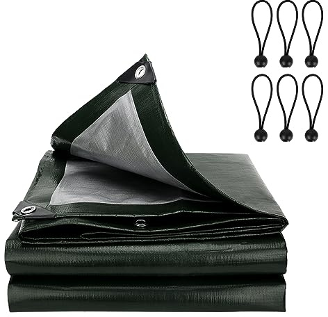 Lona Impermeable Verde 2m x 2m = 4m² Lona de protección Reforzada con Ojales para Piscinas con Ojales de Aluminio, Lona de Protección para Muebles, Jardín, Piscina y Coche
