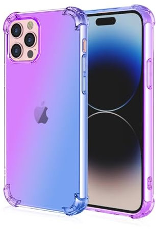 HONLEN Custodia per Smartphone, Compatible with iPhone 15 Pro Max Case, (6.7 Inches) Trasparente Sfumato TPU Silicone Progettata, 4 Angoli rinforzati Case