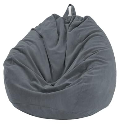 FANSU Sitzsack Waschbar Ohne Füllung, Stuhlbezug Indoor Outdoor für Kinder Erwachsene, Kordsamt Textile Aufbewahrung (100x120cm, Grau)
