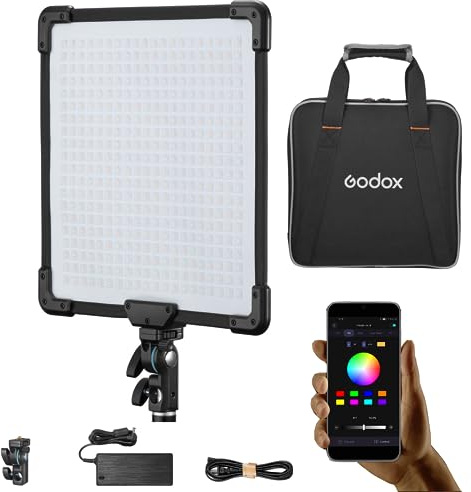 Godox FH50R Ultra-Thin Flexible LED Soft Light Panel, 2500~10000K CRI97+, APP Control, Handheld RGB Video light with AD-E2 Flash Holder Metal Bracket, Carry Bag for YouTube Studio Photography Shooting