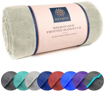 PEAQUE Mikrofaser-Handtuch mit Frottee-Struktur, schnelltrocknend saugstark | Leichtes Sporthandtuch, Saunahandtuch, Reisehandtuch, ideal für Fitness und Yoga