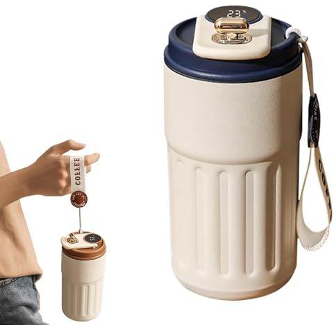 Termo de café con pantalla de temperatura, taza térmica inteligente de acero inoxidable, botella de agua de 450 ml para bebidas calientes, taza de viaje portátil aislada al vacío para viajes en casa