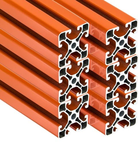 SCHMIDT systemprofile 6 Stück 2000mm Aluminium Profil 40x40mm Nut 8 Strebenprofil Orange 4040 Aluprofil Konstruktionsprofil 2m