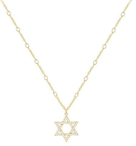 Kyerlyn Dainty Gold Necklaces for Women, Hollow Heart Necklace, 14K Gold/Silver Plated, Star of David Lover, Sun Pendant Necklace, Women's Jewellery, Girls Gift