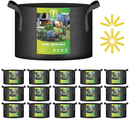 iPower Lot de 15 conteneurs d'aération avec poignées à Sangle pour Jardin et Plantation, Noir, 28 litres