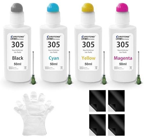 Eurotone 4X Set HP 304 Nachfüllung kcmy für HP Envy 5030 5032 5000 DeskJet 2600 2620 2630 3750 3760 5010 5032 3720 5020 3762 2633 3730 3733