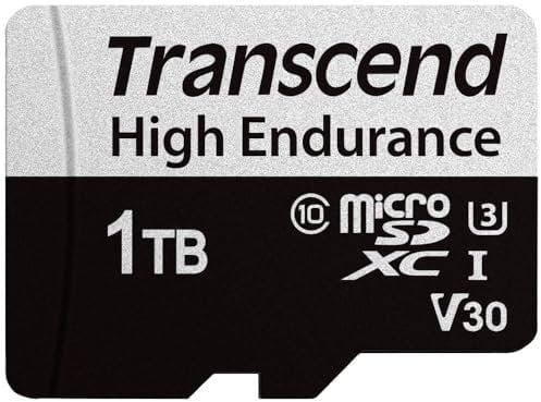 Transcend Caméra embarquée MicroSD 1 to UHS-I U3 V30 Classe 10 pour caméra de sécurité Nintendo Switch testée avec Adaptateur convertisseur de Carte SD TS1TUSD350V