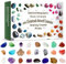 Heilkristall Adventskalender 2024,24 Stück Steine und Fossilien Kit,Edelsteine Adventskalender,Ore Weihnachten Adventskalender,Rock Mineral Adventskalender,Weihnachten Mineral Geschenkbox