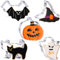 Kimfead Moldes Galletas Halloween 5 Piezas, Moldes de Galletas Halloween Acero Inoxidable - Calabaza, MurciéLago, Sombrero de Bruja, Gato, Fantasma