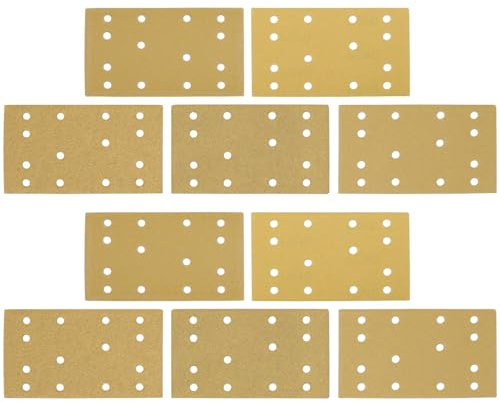 OTOTEC Gelbe Schleifscheiben, 133 x 80 mm, 14 Löcher, rechteckig, Klett-Schleifpapier, sortiert, P60, P80, P120, P180, P240, Körnung für Schwingschleifer, Handschleifer, 50 Stück