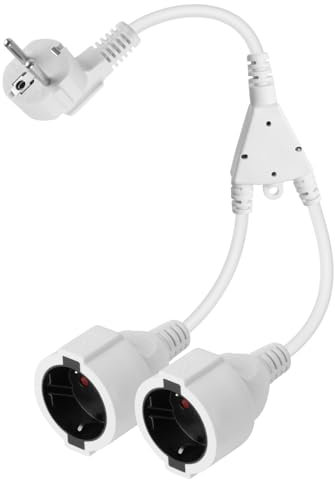 GELRHONR 90 ° Verlängerungskabel, 2 Fach Schuko Steckdosen verlängerungskabel IP44/250V16A Schutzkontakt Typ F (CEE 7/7) Steckdosen auf Buchse, für Außenbereich，Zuhause,Küche, Büro (Weiß 1 to 2)