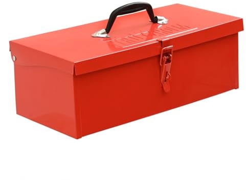 TRUTZHOLM Werkzeugkiste verschiedene Fachanzahl aus Stahl, klappbare Tragegriffe, universell einsetzbar (1 Fach Rot)