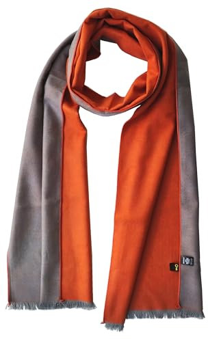 SEABRIGHT Schal 100% Seide Seidenflanell Seidenschal Flauschig Warm Dick SC-S-SD-2404-1 Orange Hellgrau einfarbig unifarbig Unifarbe