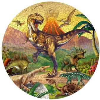 Fuwraixis Kinder-Bodenpuzzle, Dinosaurier, 1000 Teile, Rund, Realistisch, Puzzle, 1 Set, 1000 Teile, 1 Puzzle, 7 Jahre und lter