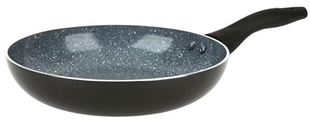 Crealys 529578 - Padella in alluminio AUTAN Ø 32 cm H 6 cm – Rivestimento antiaderente sano in ceramica effetto pietra – Colore grigio – Manico termoresistente in silicone – Tutti i piani cottura