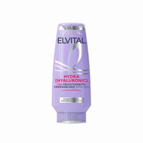 L'Oréal Paris Elvital feuchtigkeitsspendende Spülung für glänzendes Haar, Conditioner mit Hyaluron, Hydra Hyaluronic, 6 x 250 ml