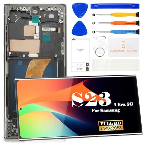 OLED pour Samsung S23 Ultra LCD Digitizer Remplacement pour Samsung Galaxy S23 Ultra 5g LCD Display pour Samsung SM-S918 Kit de réparation d'écran tactile avec cadre (avec fonction d'empreintes