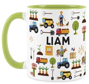 Purely Home Custom Farmer Mug - Humourous Farming Tradies Novelty Gift - Tea/Coffee Green Ceramic Cup Personalised Present for Farmers