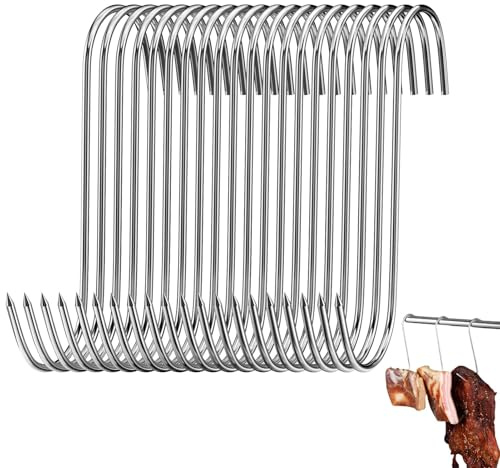 20 ganci per carne, in acciaio inox, per la lavorazione della carne, adatti per appendere anguille, trote, manzo, maiale, pollo