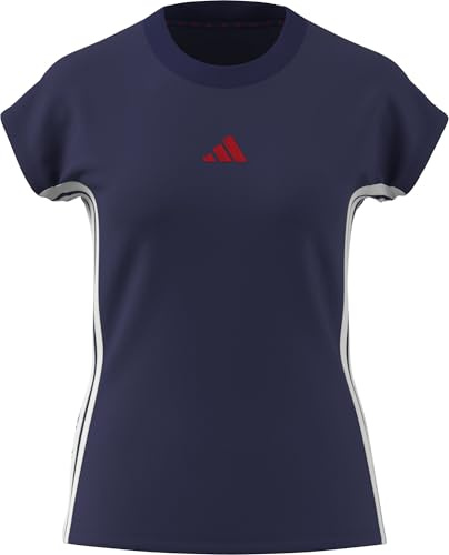 adidas Women's Essentials 3-Stripes Single Jersey Tee, Mystery Ink/White, L