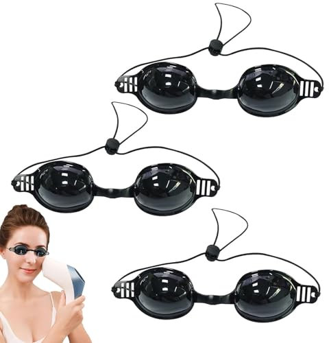 AXERHK Solarium Brille, Arbeitsschutzbrille für IPL Schutzbrille und Laserbehandlungen, Laserschutzbrille mit Rotlichtschutz, Schutzbrille Rotlichtlampe, 3er Set für Zuhause und Professionelle