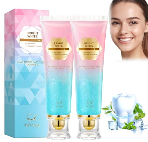 2 Stück Niacinamid Whitening Zahnpasta, Natürliche aufhellende Zahnpasta mit Niacinamid, Radiant Whitening Zahnpasta, Sanfte Formel, Tiefenreinigung, Frischer Atem, Entfernt Verfärbungen
