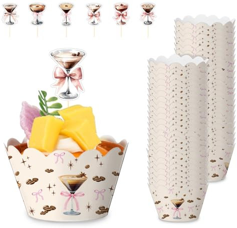 Martini Cupcake Liners & Toppers Set-A Tini Bit Older Birthday Party Wedding Four Seasons Decorations,Baking Wrappers,Festive DIY Cake Decor Supplies,Edible Cupcake Toppers
