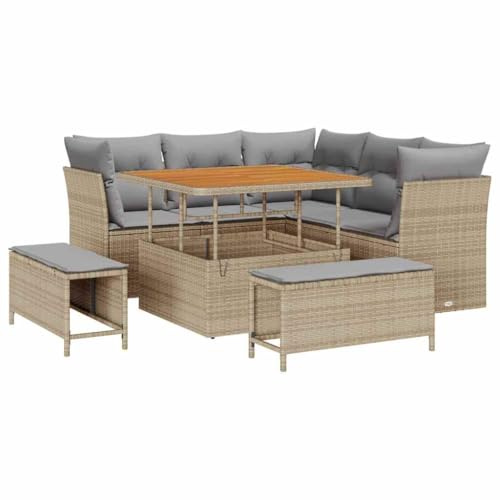 vidaXL Garten-Sofa-Set 8 pcs Beige Poly-Rattan, Garten und Terrasse, modernes Outdoor-Sofa-Set, strapazierfähige Lounge-Möbel, zeitgemäße Couch