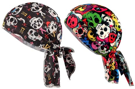NICEYEA 2 Stück Kopftuch Totenkopf Kopftuch Mütze, Atmungsaktiv Sport, Verstellbar UV-Schutz Fahrrad Radsportmütze Herren Damen UPF 50+ Outdoor-Aktivitäten